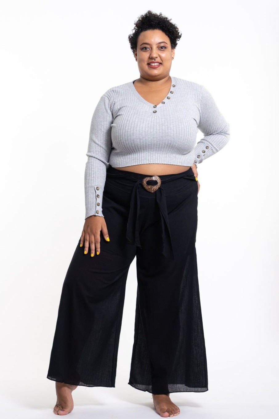 Plus Size HaremPants | Plus Size Women'S Thai Harem Palazzo Pants In Solid Black