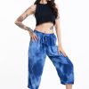 Women HaremPants | Women'S Tie Dye Drawstring Yoga Massage Cropped Pants In Blue