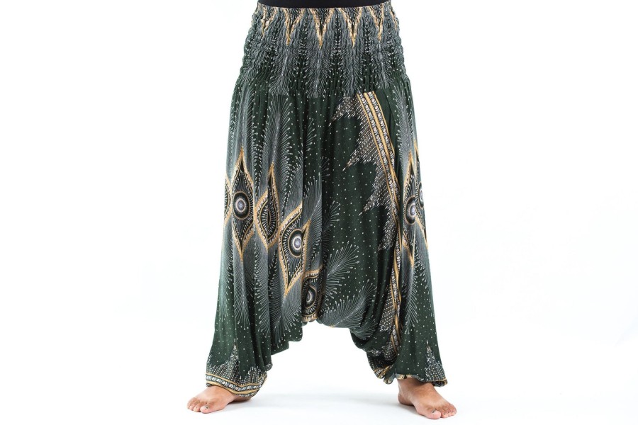 Plus Size HaremPants | Plus Size Diamond Peacock 2-In-1 Jumpsuit Harem Pants In Green