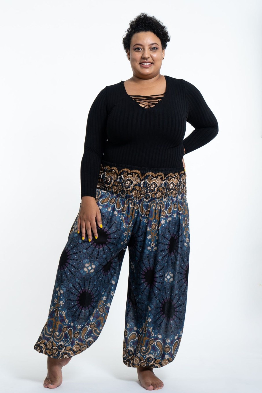 Women HaremPants | Plus Size Paisley Mandalas Women'S Harem Pants In Gray