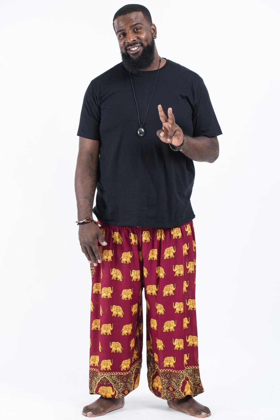 Plus Size HaremPants | Plus Size Golden Elephant Men'S Elephant Pants In Maroon