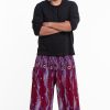 Men HaremPants | Plus Size Paisley Feathers Men'S Harem Pants In Red