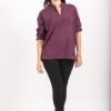 Women HaremPants | Womens Yoga Shirts Nehru Collared In Purple