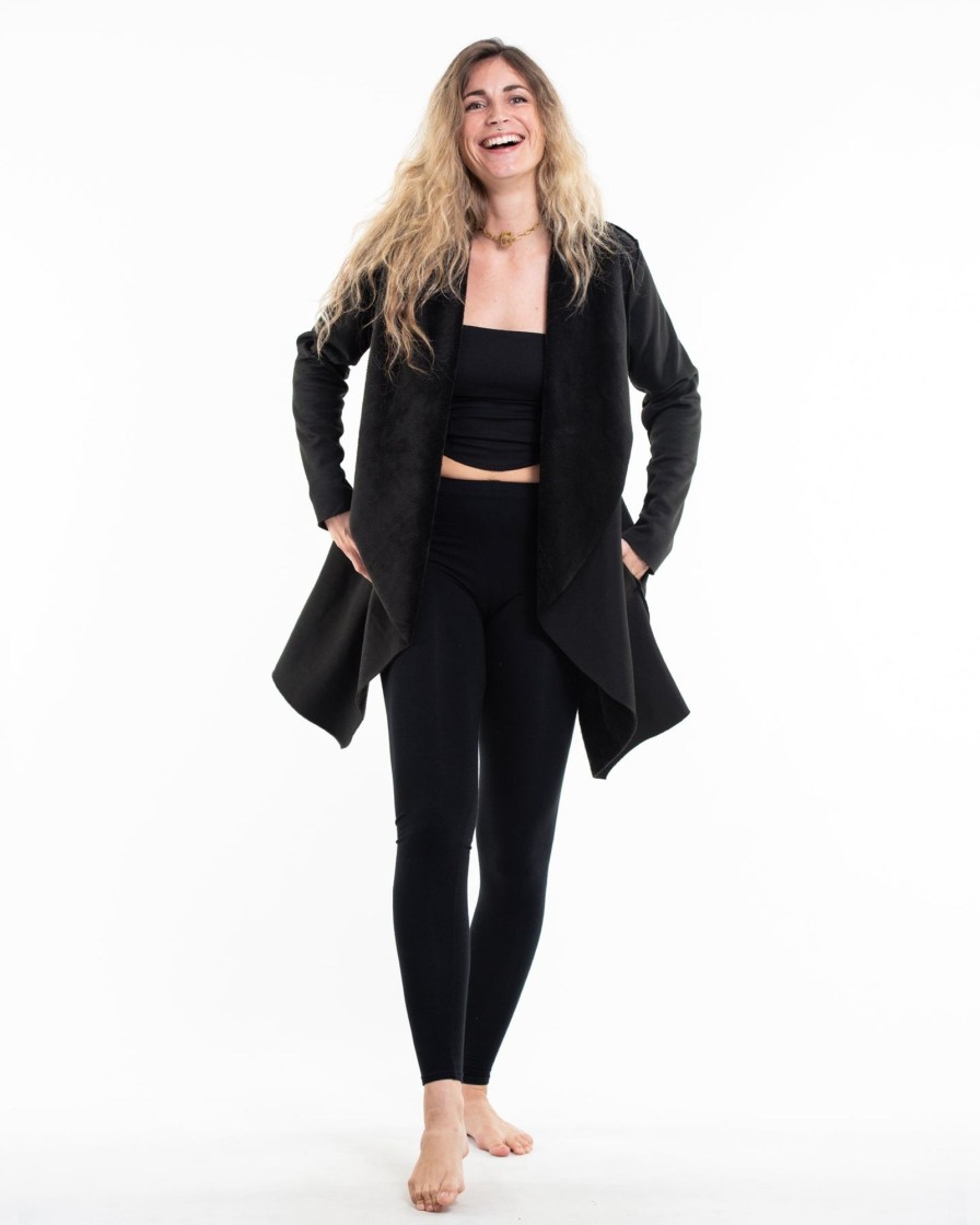 Women HaremPants | Fleece Cardigan In Black