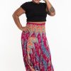 Women HaremPants | Plus Size Peacock Paisley 2-In-1 Jumpsuit Harem Pants In Pink