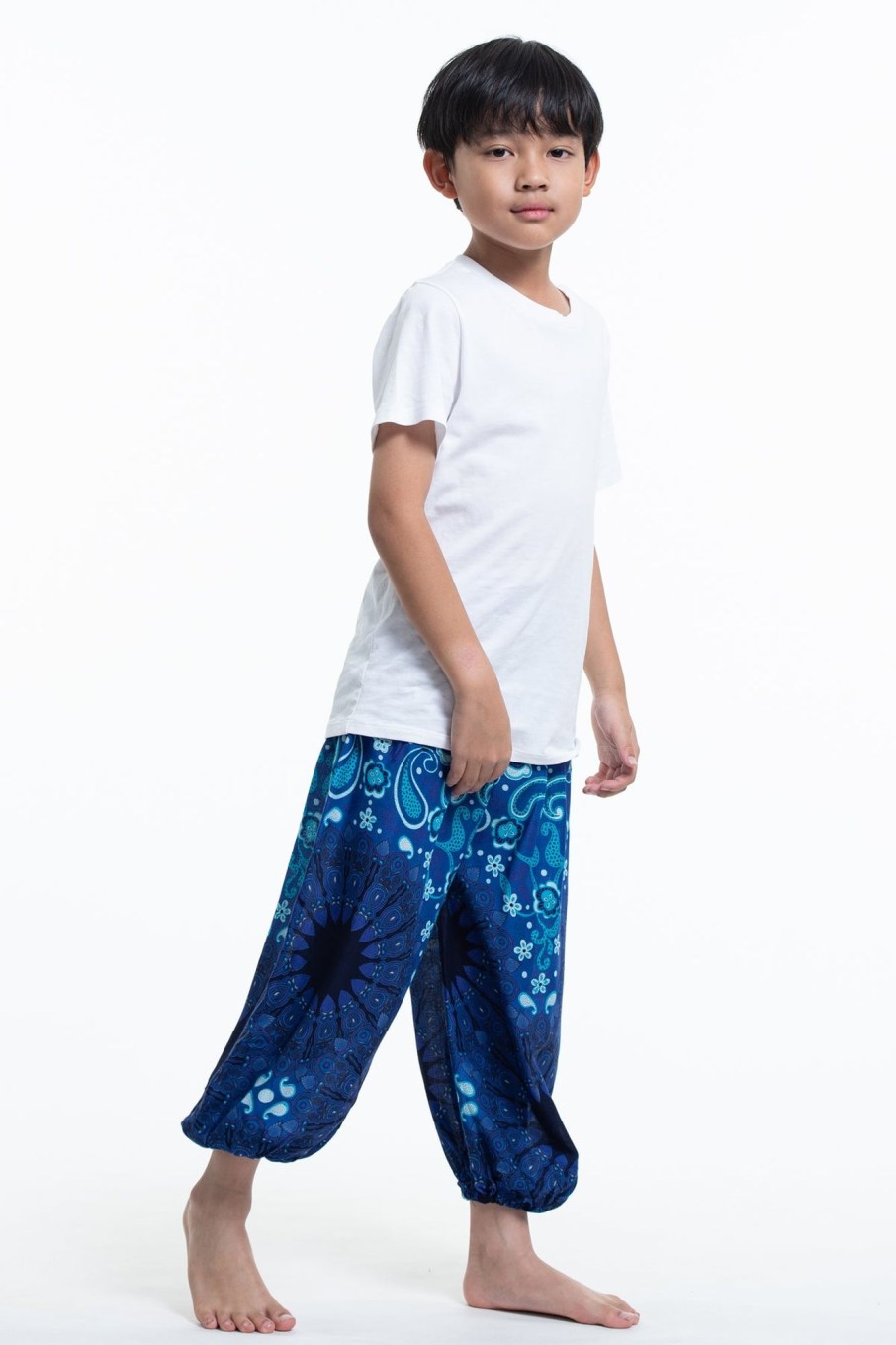 Kids HaremPants | Paisley Mandalas Kids Harem Pants In Blue