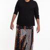 Plus Size HaremPants | Plus Size Peacock Feathers Drop Crotch Men'S Harem Pants In Black