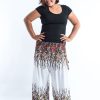 Plus Size HaremPants | Plus Size Floral Women'S Harem Pants In White