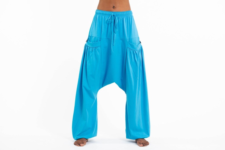 Women HaremPants | Cotton Women Harem Pants In Solid Light Blue