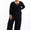 Women HaremPants | Plus Size Women'S Thai Harem Double Layers Palazzo Pants In Solid Black