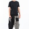 Men HaremPants | Two Tone Swirls Prints Men'S Three Quarter Pants In Black