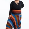 Plus Size HaremPants | Plus Size Boho Striped 2-In-1 Jumpsuit Harem Pants In Rust