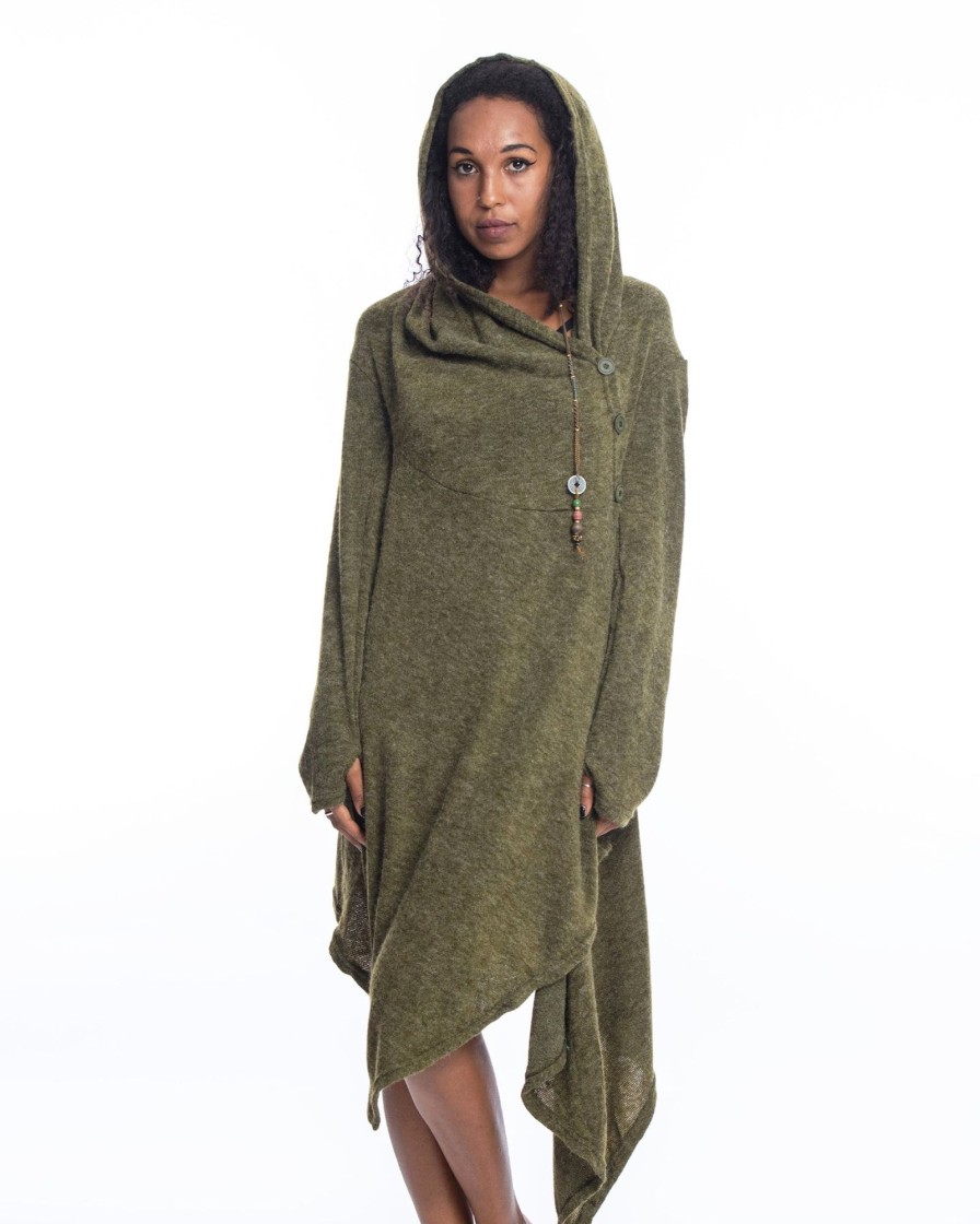 Women HaremPants | Hooded Pixie Sweater Dress In Green