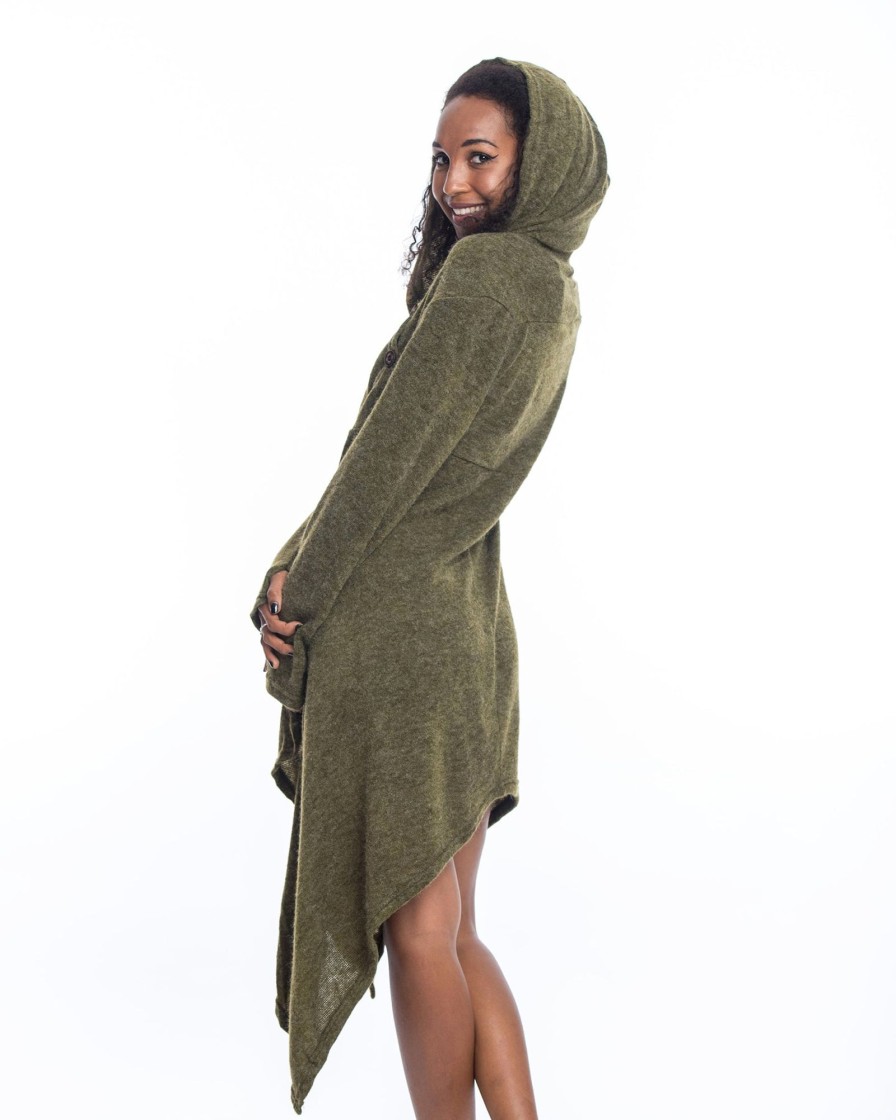 Women HaremPants | Hooded Pixie Sweater Dress In Green