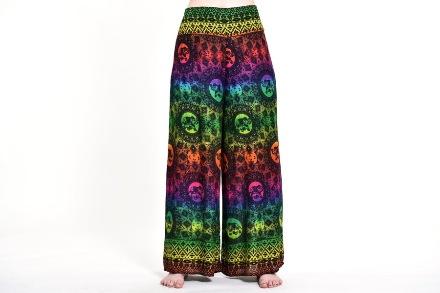 Women HaremPants | Rainbow Elephant Palazzo Style Elephant Pants In Green