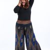 Plus Size HaremPants | Plus Size Peacock Eyes Palazzo Style Harem Pants In Navy