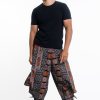 Men HaremPants | Clovers Thai Hill Tribe Fabric Men'S Harem Pants With Ankle Straps In Black