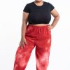 Plus Size HaremPants | Plus Size Tie Dye Drawstring Women'S Yoga Massage Pants In Red