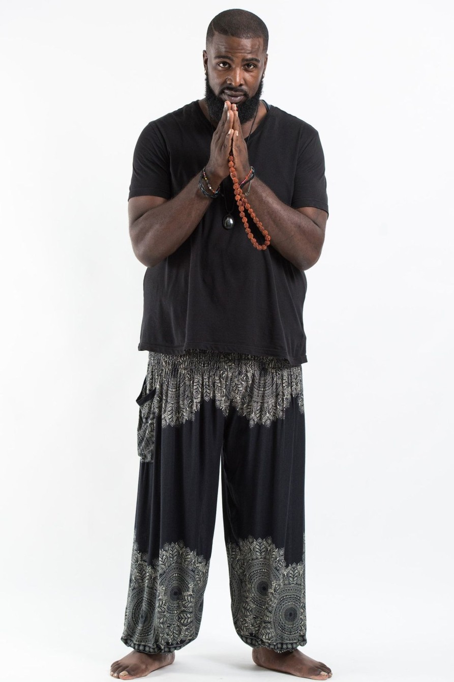 Plus Size HaremPants | Plus Size Floral Mandalas Men'S Harem Pants In Black