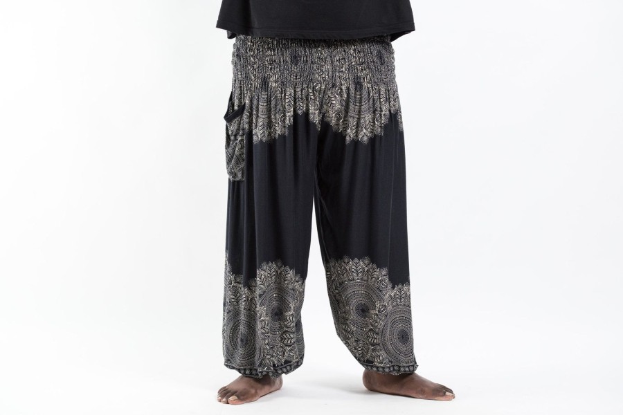 Plus Size HaremPants | Plus Size Floral Mandalas Men'S Harem Pants In Black