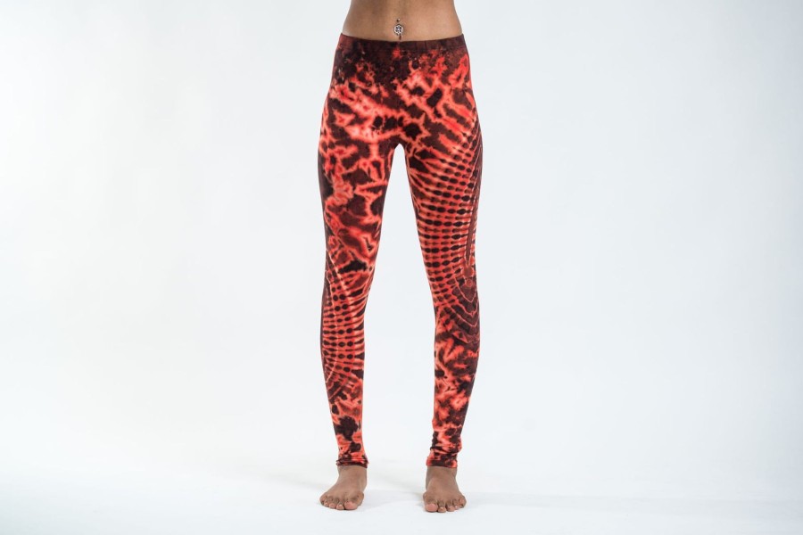 Women HaremPants | Oval Swirls Tie Dye Cotton Leggings In Red