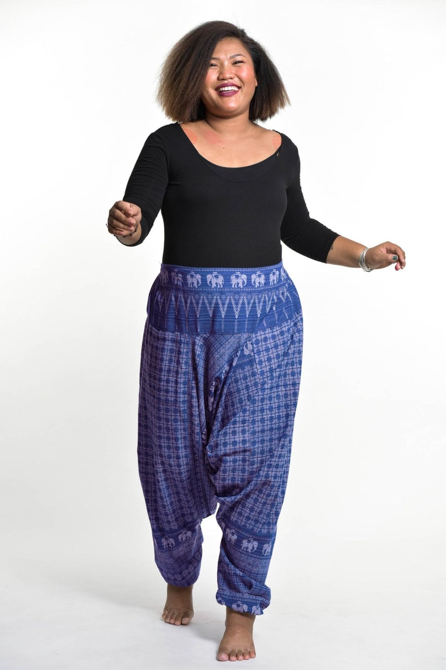 Women HaremPants | Plus Size Hill Tribe Elephant Women'S Elephant Pants In Blue