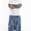 Men HaremPants | Plus Size Patchwork Prints Men'S Low Cut Cotton Harem Pants In Indigo