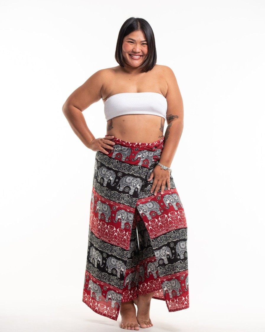 Women HaremPants | Plus Size Divine Elephant Wrap Palazzo Style Harem Pants In Red