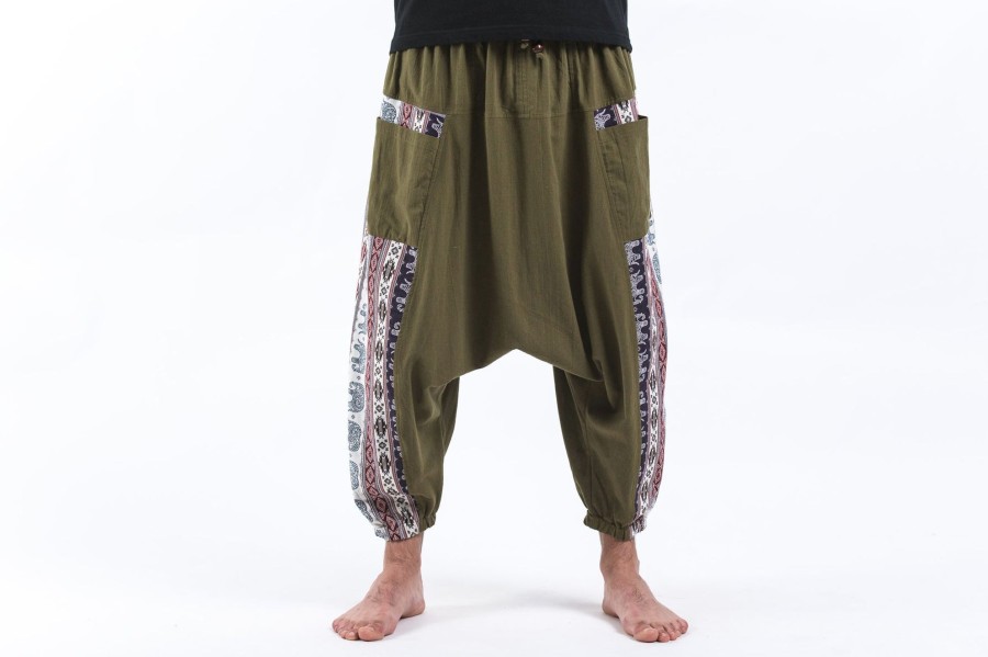 Men HaremPants | Elephant Aztec Cotton Men'S Harem Pants In Green