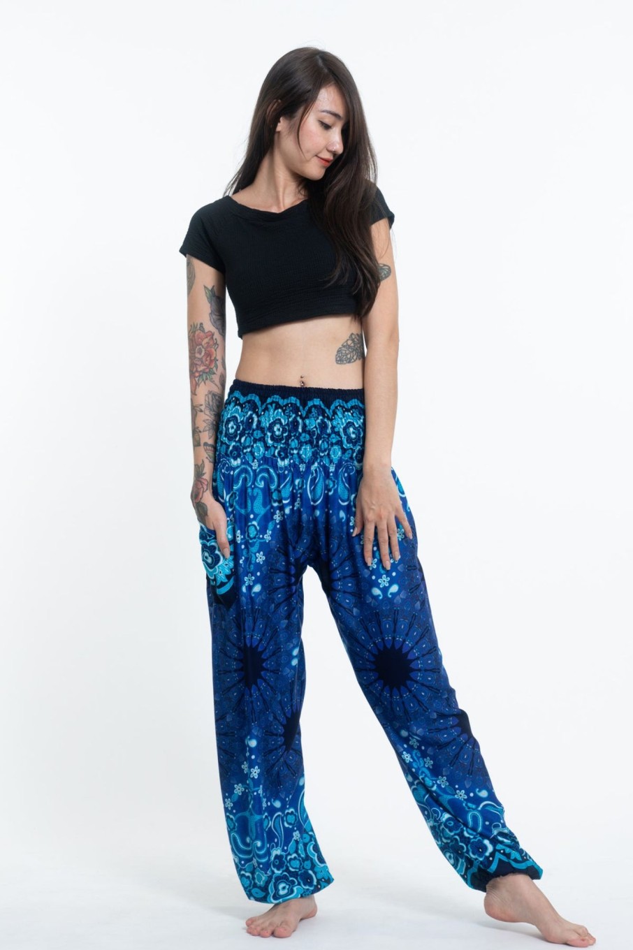 Women HaremPants | Paisley Mandalas Women'S Harem Pants In Blue