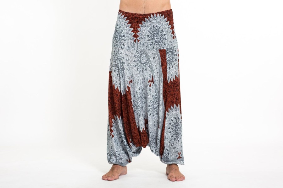 Men HaremPants | Marble Mandalas Drop Crotch Men'S Harem Pants In Brown