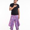 Men HaremPants | Clovers Thai Hill Tribe Fabric Men'S Harem Pants With Ankle Straps In Light Purple