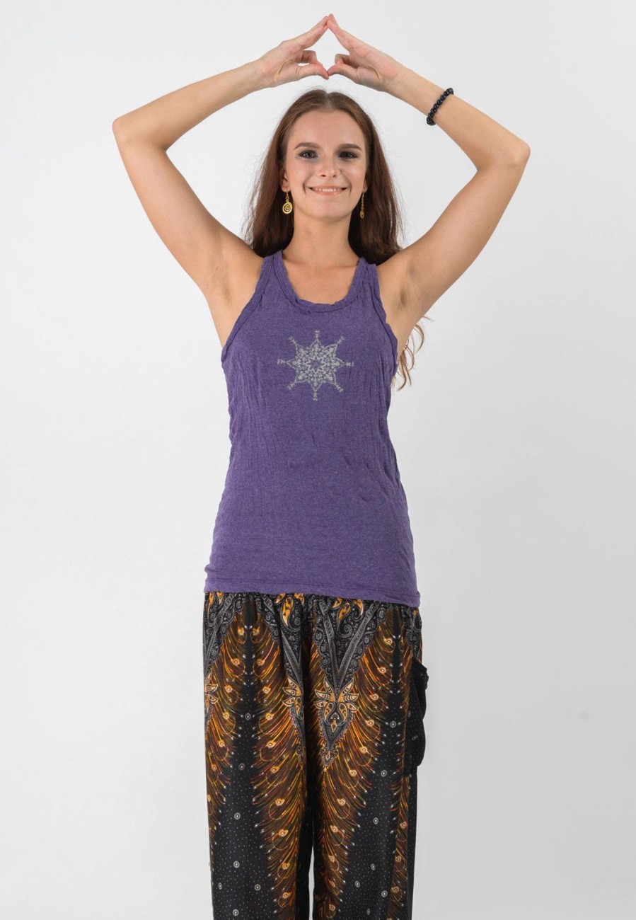 Women HaremPants | Super Soft Sure Design Women'S Tank Tops Star Mandala Grape