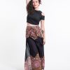 Women HaremPants | Feather Mandalas Wrap Palazzo Style Harem Pants In Black