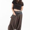 Women HaremPants | Pinstripe Cotton Low Cut Women'S Harem Pants With Elephant Trim In Brown