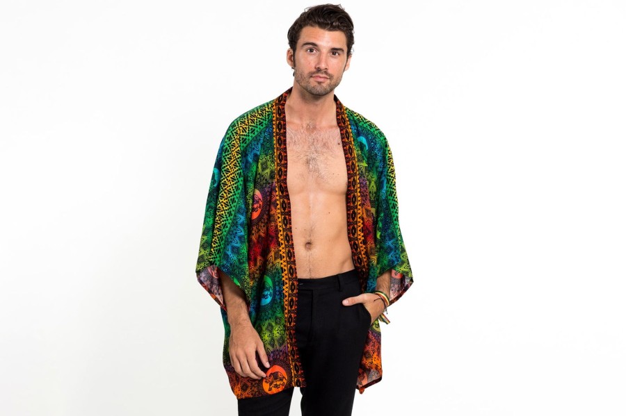 Plus Size HaremPants | Rainbow Elephant Kimono Cardigan In Orange