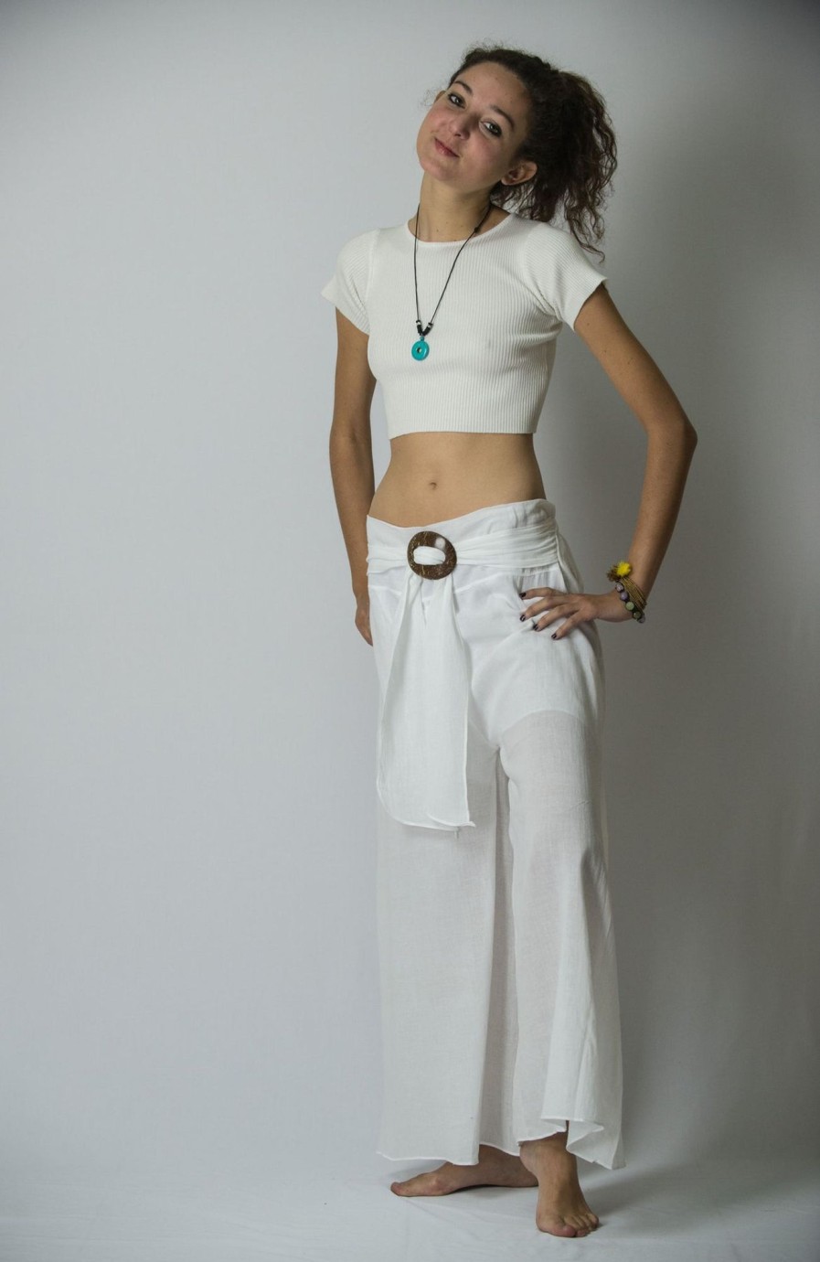 Women HaremPants | Women'S Thai Harem Palazzo Pants In Solid White