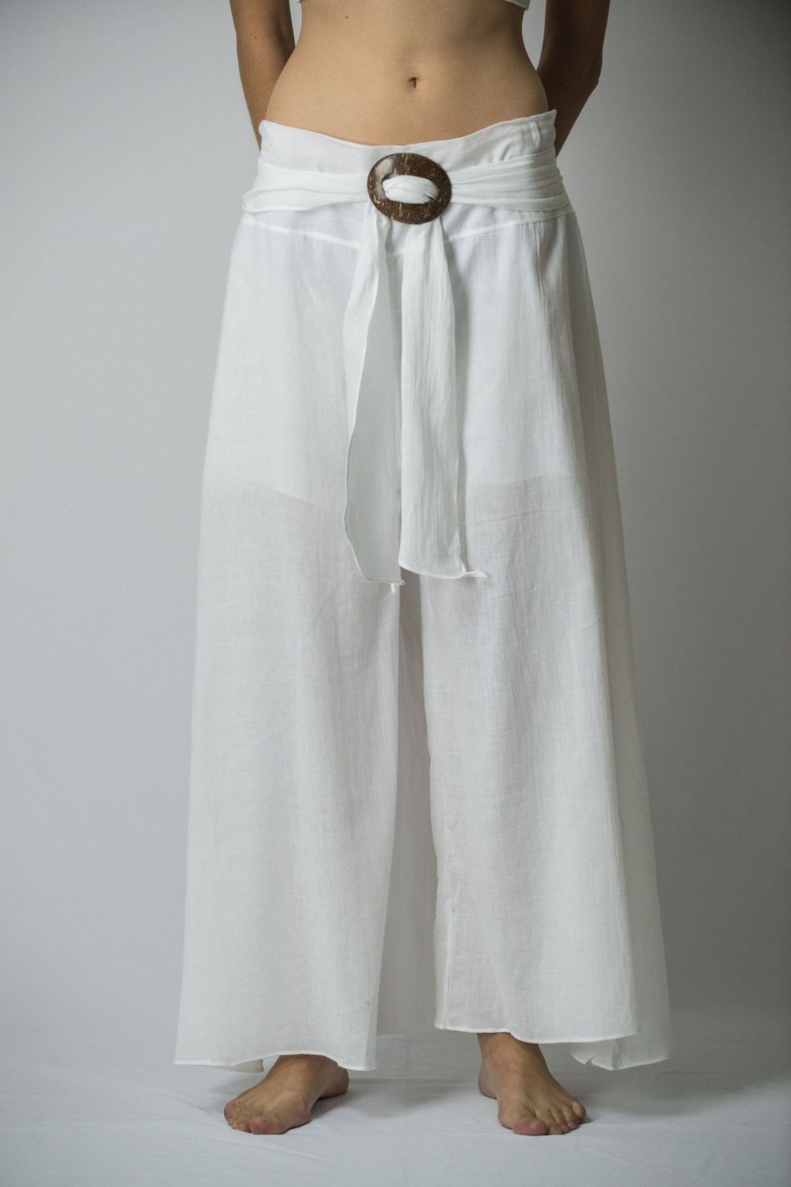 Women HaremPants | Women'S Thai Harem Palazzo Pants In Solid White