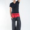 Men HaremPants | Unisex 2-Tone Pinstripes Thai Fisherman Pants In Black Red Black/Red