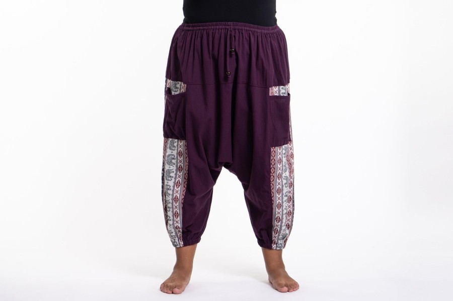 Women HaremPants | Plus Size Elephant Aztec Cotton Women'S Harem Pants In Purple