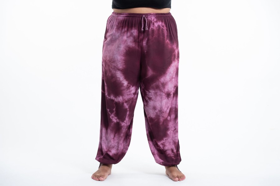 Women HaremPants | Plus Size Tie Dye Drawstring Women'S Yoga Massage Pants In Dark Purple