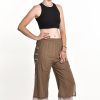 Women HaremPants | Women'S Cotton Double Layers Cropped Pants In Solid Brown