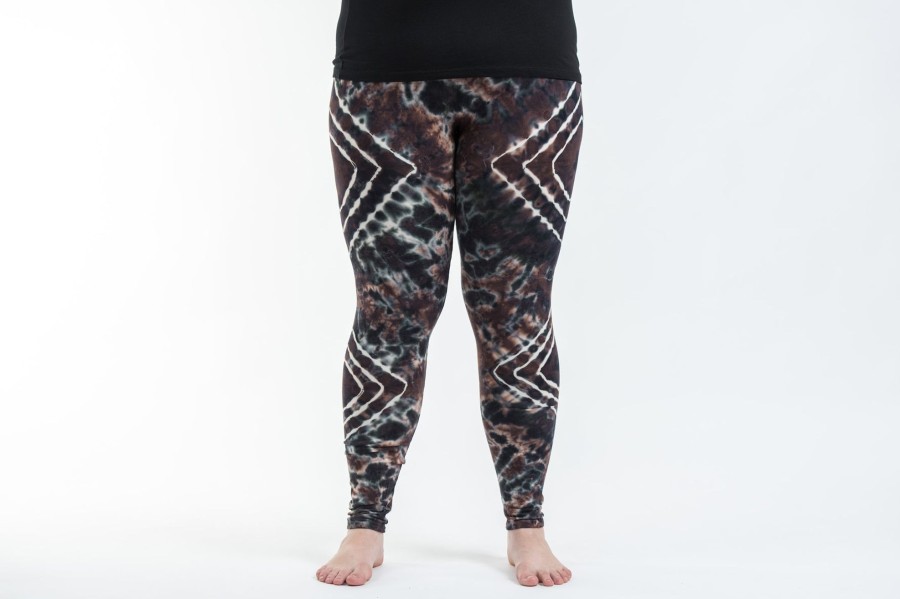 Women HaremPants | Plus Size Diamond Tie Dye Cotton Leggings In Brown