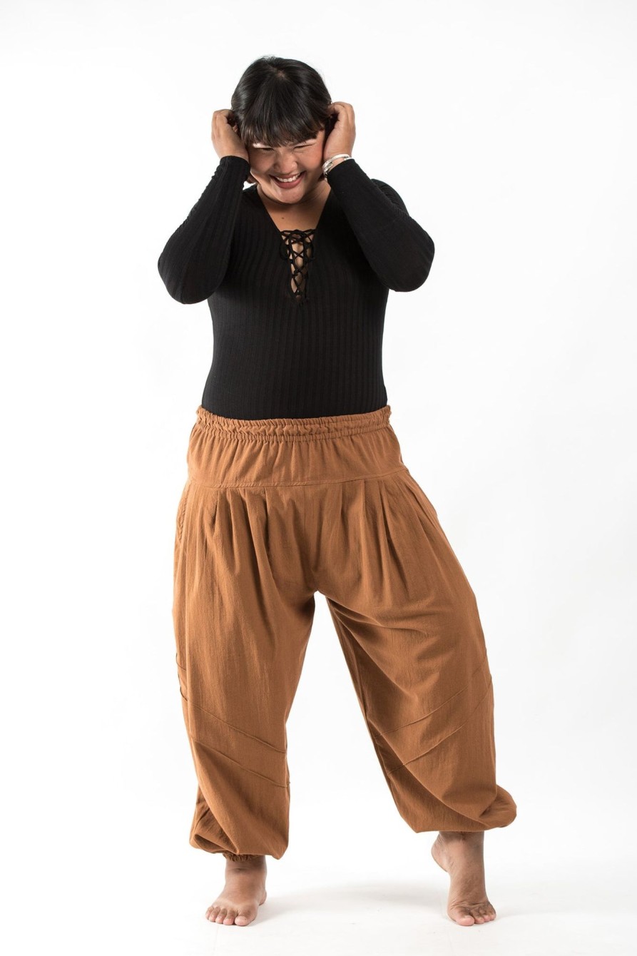 Women HaremPants | Plus Size Genie Women'S Cotton Harem Pants In Brown