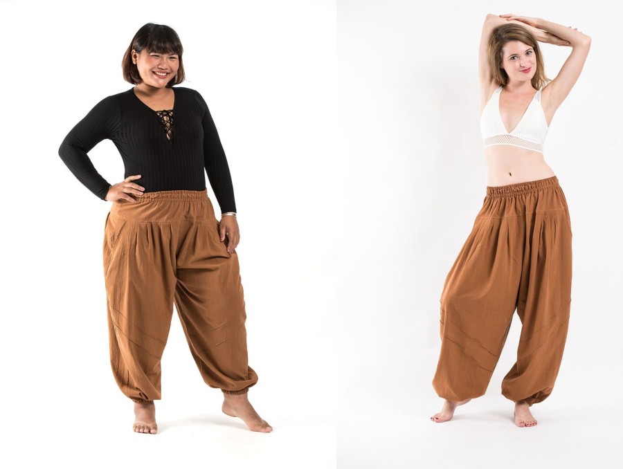 Women HaremPants | Plus Size Genie Women'S Cotton Harem Pants In Brown