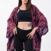 Women HaremPants | Paisley Feathers Kimono Cardigan In Purple