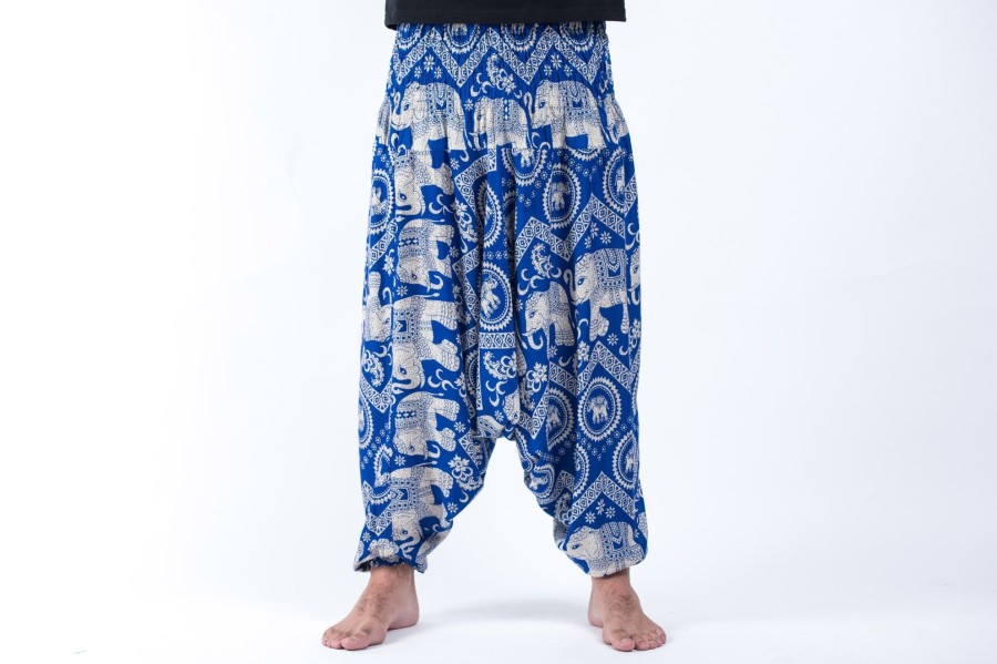 Men HaremPants | Imperial Elephant Drop Crotch Men'S Elephant Pants In Blue