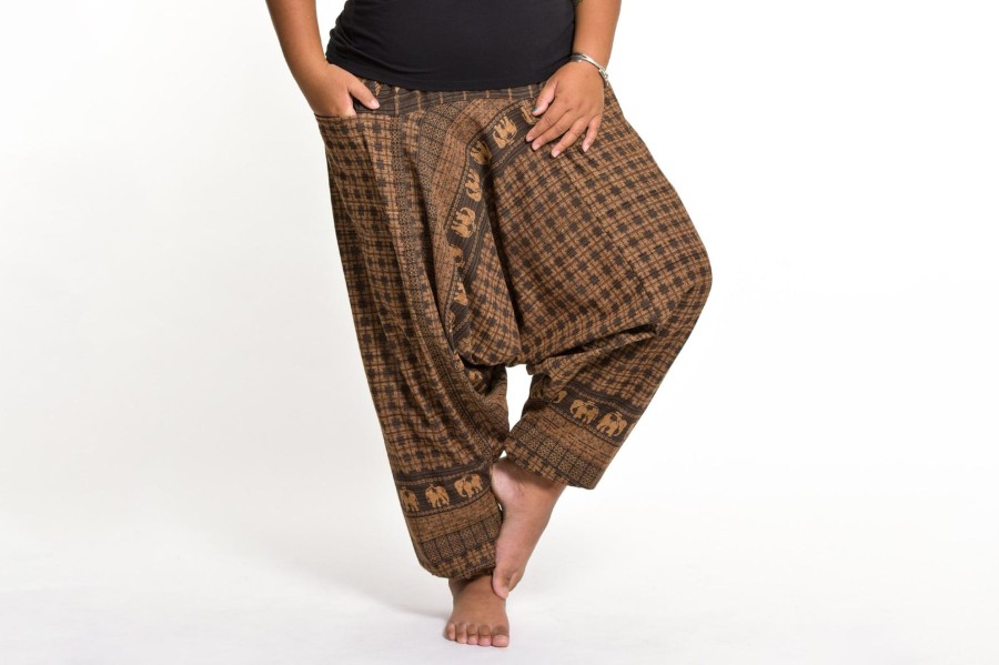 Women HaremPants | Plus Size Hill Tribe Elephant Women'S Elephant Pants In Brown