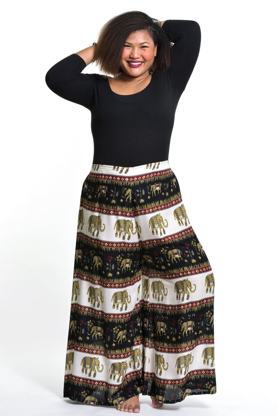 Plus Size HaremPants | Plus Size Elephant Bliss Palazzo Style Elephant Pants In Black