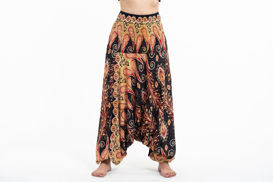 Women HaremPants | Peacock Paisley 2-In-1 Jumpsuit Harem Pants In Black